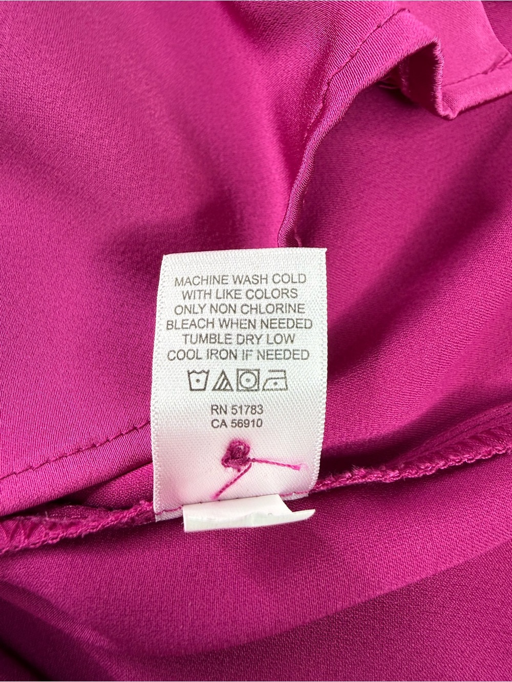 Maurices Fuchsia Pink Satiny Button-Down Blouse Long Sleeve Size Medium - Picture 6 of 8
